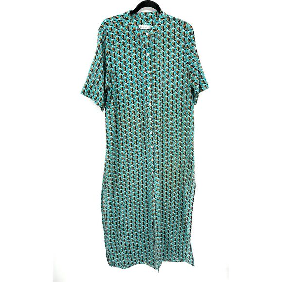 DIANE VON FURSTENBERG x Onia Blue Orange Cotton Maxi Swim Beach Cover Up Large - Picture 3 of 9